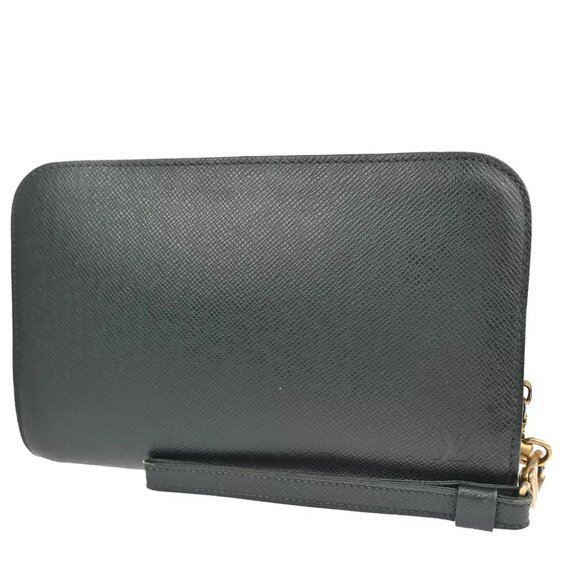 LOUIS VUITTON LV Logo BAIKAL Clutch Hand Bag Taiga Leather Epicea M30184 04YE051 - Picture 1 of 16